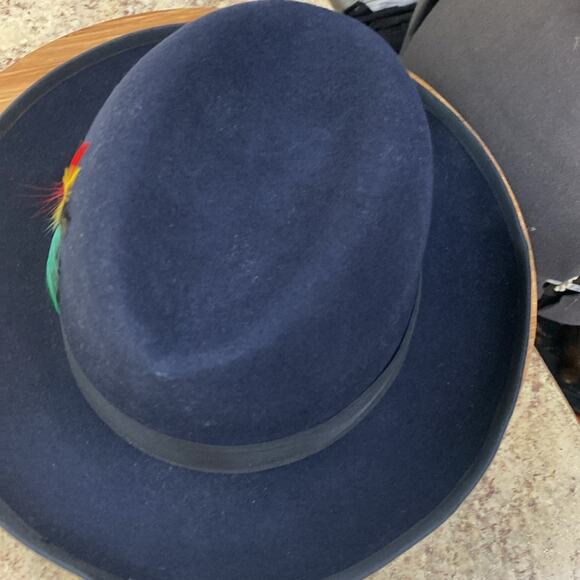 Alberto Celini vintage wool navy godfather fedora hat - Picture 5 of 7